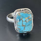 Navajo Blue Mojave Turquoise Ring | Sterling Silver | Sz 6.5 | Authentic Native American Handmade | 11449