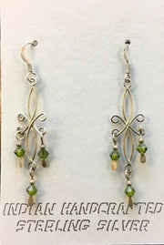 Green Peridot Minimalist Earrings | Navajo Sterling Silver | Native American Handmade | 8988