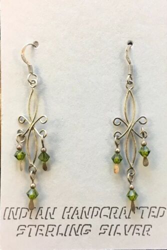 Native Green Peridot Beautiful Minimalist Sterling Silver Earrings 8988