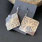 Native American Women's Dangle Earrings | Navajo Sterling Silver Stamped Handmade | 1660