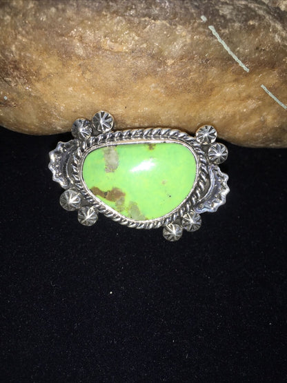 Native American Navajo Green Gaspeite Ring | Sterling Silver | Sz 6 | 1807