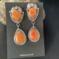 Navajo Orange Spiny Oyster Dangle Earrings | Sterling Silver | Authentic Native American Handmade | 13818