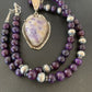 Navajo Purple Sugilite & Amethyst Pendant Necklace | Sterling Silver | Authentic Native American Handmade | 1756