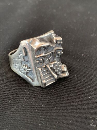 Native American Pueblo Cast Sterling Silver Ring | Sz 10 | Authentic Handmade | 13474 - Masha USA