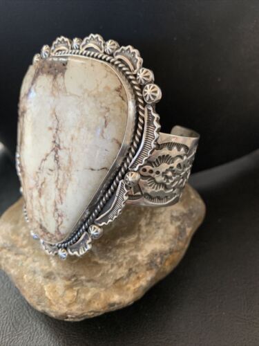Native American Men's Wild Horse Turquoise Cuff Bracelet | Navajo Sterling Silver | 1416