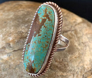 Native American Navajo Sterling Silver Turquoise #8 Ring | Sz 8.5 | 320