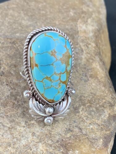 Native American Navajo Spiderweb Turquoise Ring | Sterling Silver | Sz 9 | 285