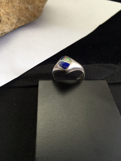 Southwestern Navajo Opal & Turquoise Inlay Ring | Sterling Silver | Sz 6 | 1711