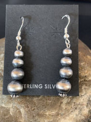 Native American Navajo Pearls Earrings | Sterling Silver | 1.5" | 13201