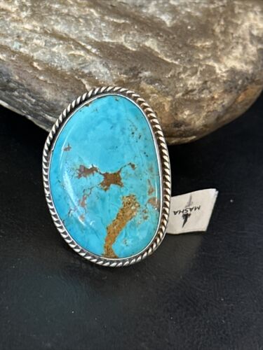 Navajo Sterling Silver Blue Kingman Turquoise Ring | Sz 9 | 00126