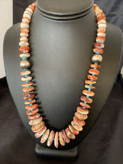 Navajo Purple Spiny Oyster Turquoise Necklace | Sterling Silver | Native American Handmade | 22" | 11389