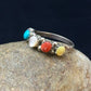 Zuni Blue Opal, Coral, Turquoise Multi-Stone Ring | Authentic Native American Sterling Silver | Multi-Stone | Sz 6.25 | 2501