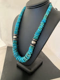 Navajo Pearls Sterling Silver Graduated Blue Turquoise Bead Necklace | Authentic Native American | 21" | 631