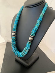 Navajo Pearls Sterling Silver Graduated Blue Turquoise Bead Necklace | Authentic Native American | 21" | 631