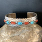 Navajo Blue Kingman Turquoise Coral Cuff Bracelet | 7 Strand | Sterling Silver | 12315