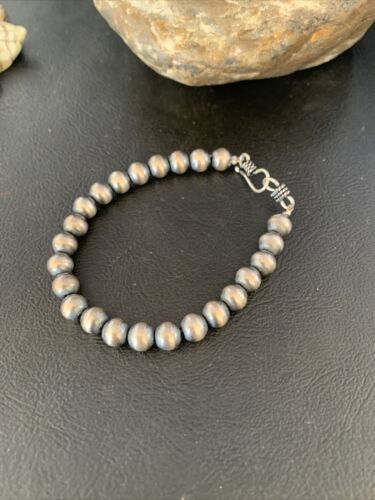 Native American Navajo Pearls Bracelet | 7mm Beads | 7" Sterling Silver | Authentic Handmade | 14180