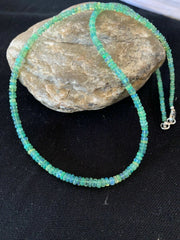 Southwestern Women's Necklace | Sterling Silver | Green Fire Faux Opal Beads | 18" | 00182