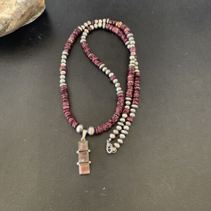 Navajo Wild Horse Pendant | Sterling Silver Purple Spiny Oyster Necklace | Multi-Stone | 12358