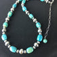 Authentic Native American | Navajo Sterling Silver Turquoise Necklace | Blue Green | 18" | 384
