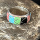 Multi-Color Blue Turquoise Gaspeite Inlay Ring | Sterling Silver | Sz 9 | 14501