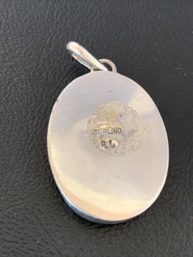 Authentic Native American Navajo Sterling Silver Blue Opal Inlay Pendant | Handmade Jewelry | 13140