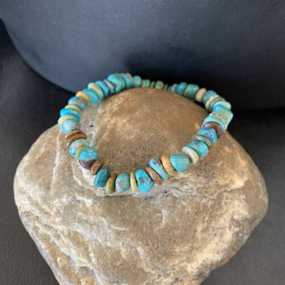 Men's Women's Stretch Bracelet | Blue Green Turquoise Stone | 7" | 11829