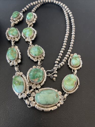 Navajo Sonoran Gold Turquoise Lariat Necklace | Native American Handmade | 02067