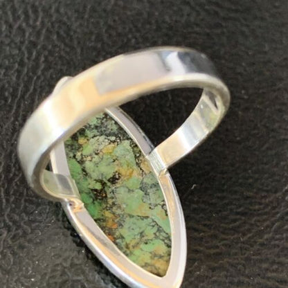 Southwestern Navajo Green Mojave Turquoise Ring | Sterling Silver | Sz 7 | 14039