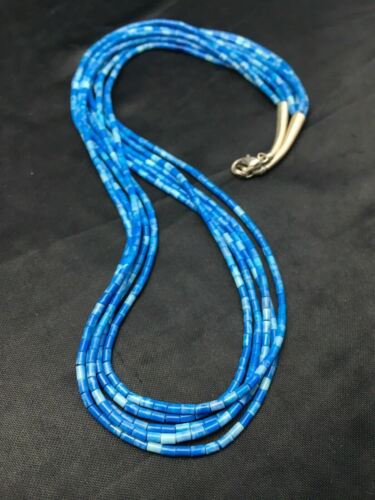 Navajo Lapis Lazuli Tube Heishi Bead 5-Strand Necklace | Sterling Silver | Authentic Native American Handmade | 4197