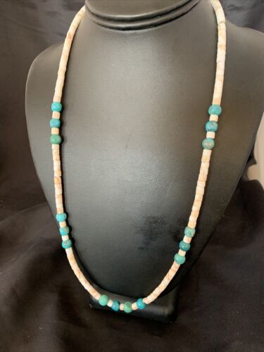 Navajo Pearls Turquoise Nugget Shell Necklace | Sterling Silver | 24" | Authentic Native American Handmade | 12543