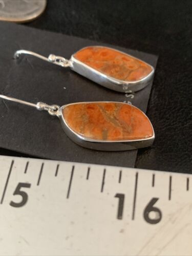 Native American Orange Apple Coral Earrings | Sterling Silver | 1" | 14095