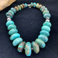 Navajo Pearl Sterling Silver Necklace | Graduated Blue Chunky Turquoise | Authentic Native American | 24" | 1743