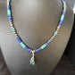 Zuni Blue Turquoise Lapis Multi-Stone Necklace Pendant | Authentic Native American Sterling Silver | 14639