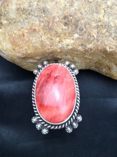 Navajo Spiny Oyster Ring | Sterling Silver | Sz 10.75 | Authentic Native American Handmade | 3050