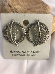 Handmade Sterling Silver Feather Earrings with Rare Diamond Cut | 1.24" | 3737