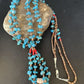 Santo Domingo Shell Turquoise Bead Pendant Jacla Necklace | 2 Strand | Pearls | Native American Handmade | 14633
