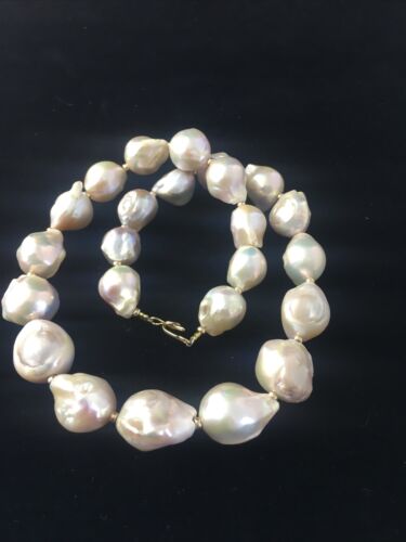 Native American Baroque Pearl Bead Necklace | Sterling Silver | 18" | 10007