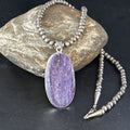 Navajo Pearls Purple Charoite Pendant Necklace | Sterling Silver | Authentic Native American Handmade | 14463
