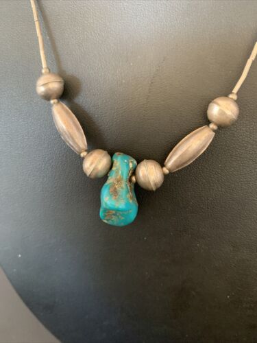 Southwestern Old Pawn Navajo Turquoise Heishi Pendant | Sterling Silver | 16" Chain | 1690