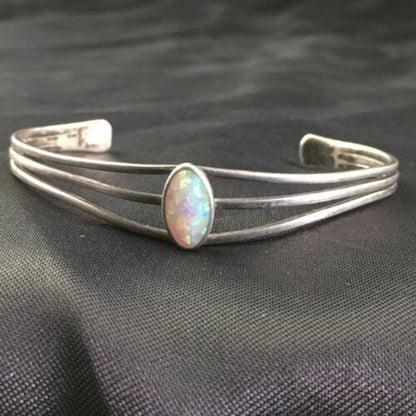 Navajo White Opal Bracelet for Children | Sterling Silver | Authentic Native American Handmade | 10177