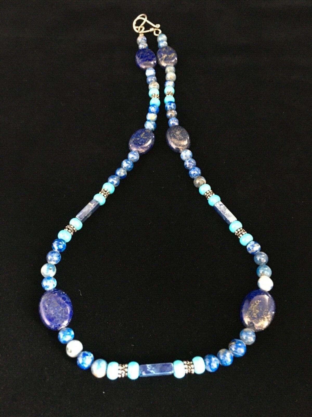 Native American Men's Navajo Lapis Lazuli Turquoise Necklace | Sterling Silver | 18" | 1726
