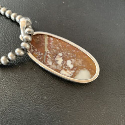 Navajo Wild Horse Turquoise Pendant Necklace | Sterling Silver | Authentic Native American Handmade | 10828