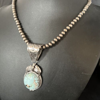 Navajo Blue Golden Hills Pendant Necklace | Sterling Silver | Authentic Native American Handmade | 14651