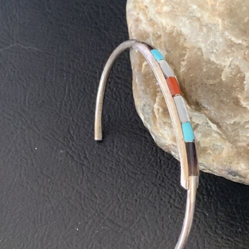Navajo Multi-Color Bracelet | Sugilite Turquoise Coral | Sterling Silver | Authentic Native American Handmade | 13118