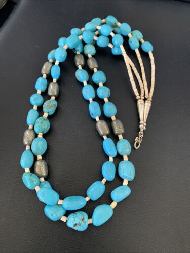 Native American Santo Domingo Shell Nugget Turquoise Necklace | 26" | Authentic Handmade | 12000