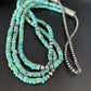 Southwestern Navajo 3-Strand Turquoise Heishi Necklace | Sterling Silver | 30" | 13155