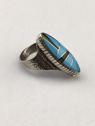 Native American Women's Navajo Opal & Turquoise Inlay Ring | Sterling Silver | Sz 6.5 | 1606