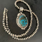 Navajo Spiderweb Turquoise Pendant Necklace | Sterling Silver | 2.25" | Authentic Native American Handmade | 14061