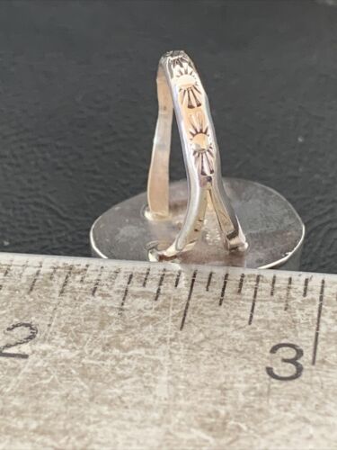Native American Men's Navajo White Buffalo Turquoise Ring | Sterling Silver | Sz 8 | 1824