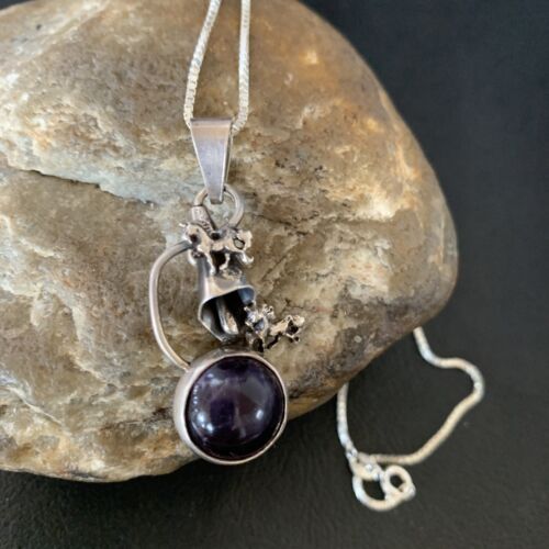 Navajo Black Onyx Inlay Pendant | Sterling Silver | Authentic Native American Handmade | 12934